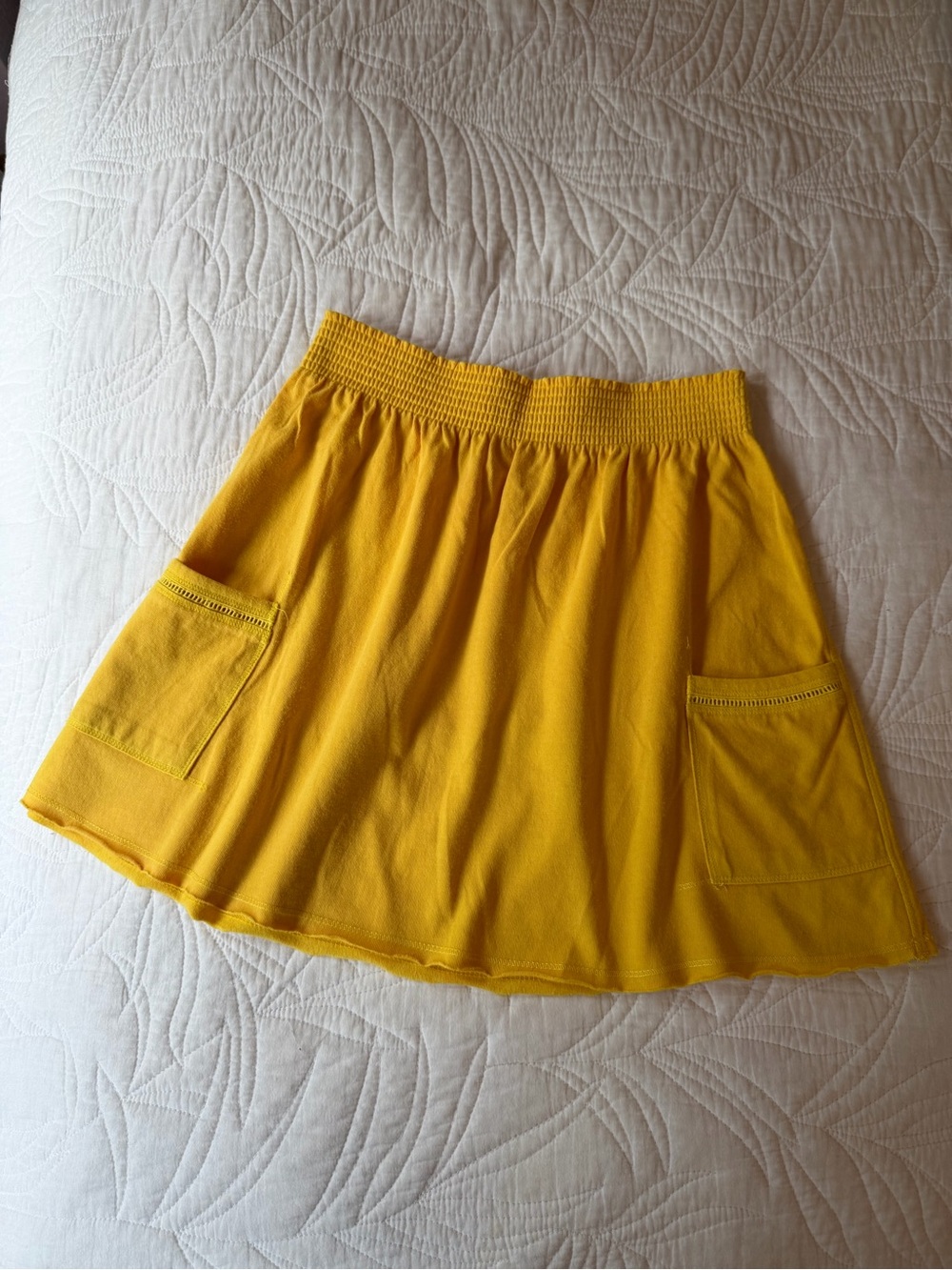 Mossimo Supply Co. Bright Yellow Elastic-Waist Skater Skirt with Pockets